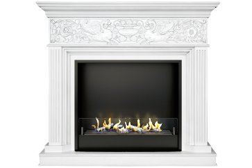 Биокамин в портале Firezo Palace Белый с серебром, стандарт